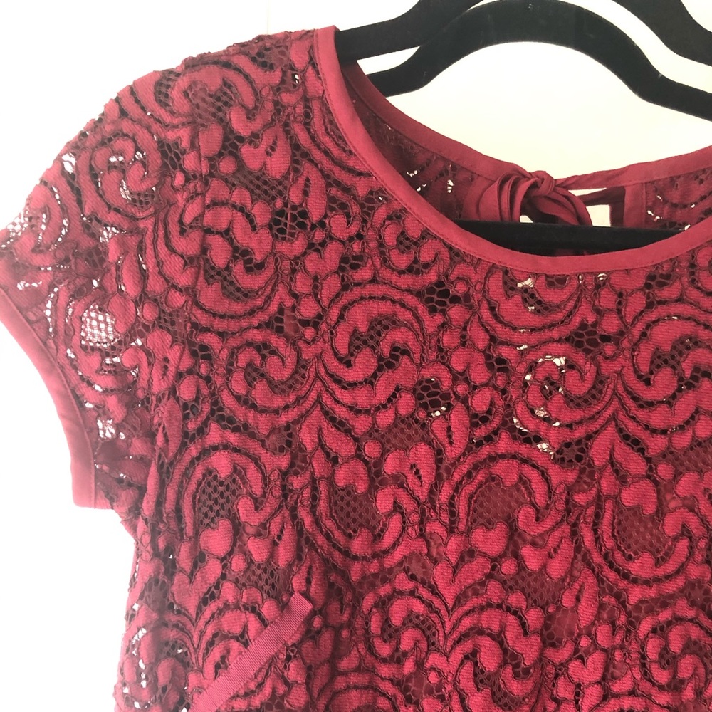 Burgundy lace dress from Loft; size 2